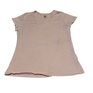 Hanes Nano-T Kids Pink Short Sleeve V-Neck 100 Cotton T-Shirt Size M